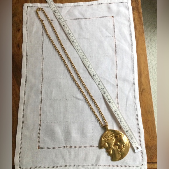 Daniel Harris aka ZEV Double Sided Crescent Moon Face Necklace - Pendant w Chain - Picture 7 of 7